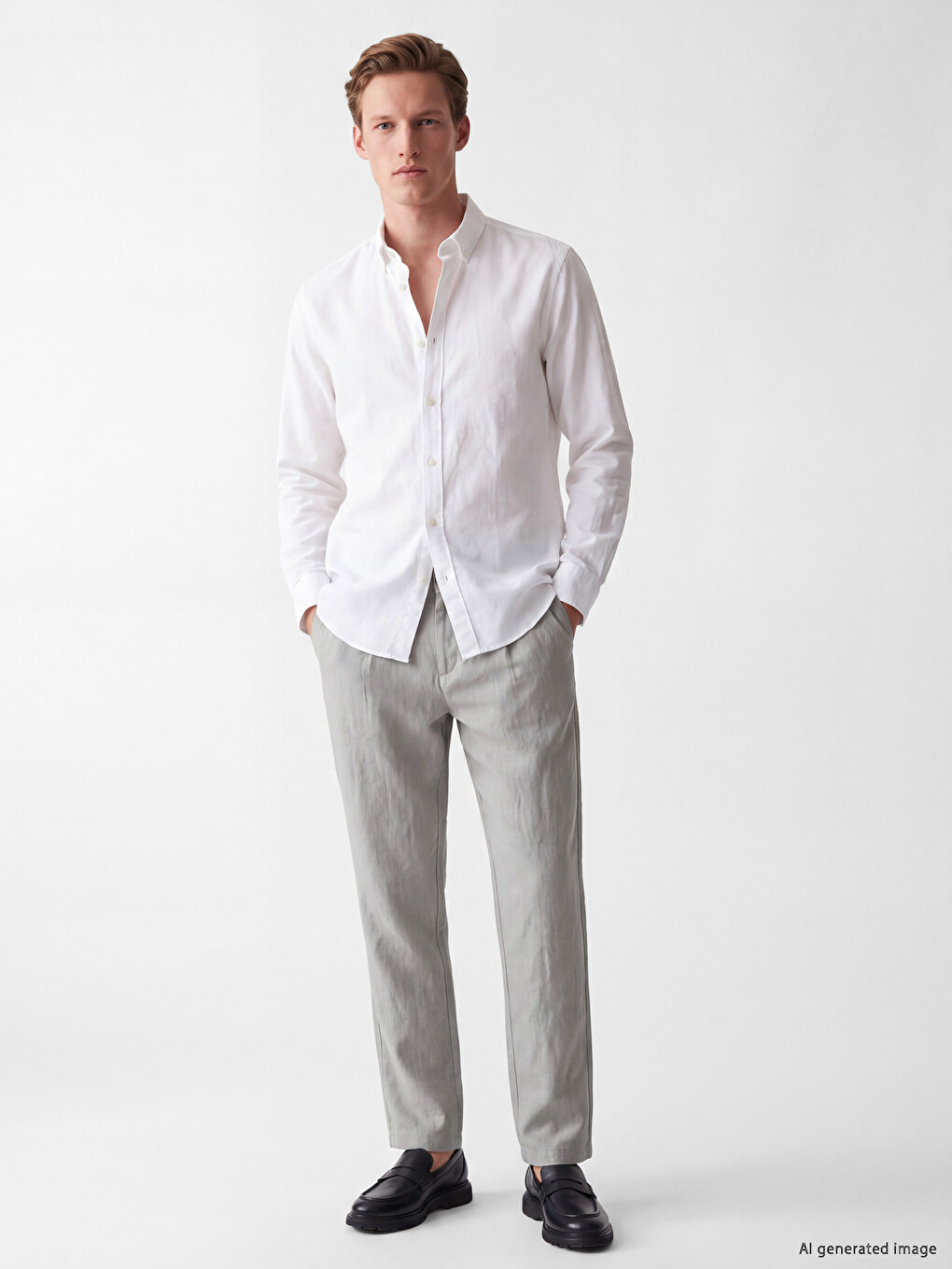 Beyaz Regular Fit Oxford Erkek Gömlek-1