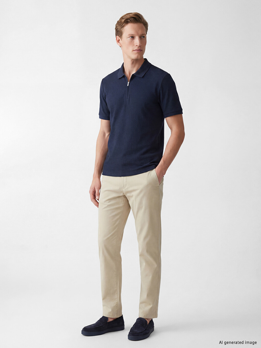 Lacivert Polo Yaka Erkek Tişört-1