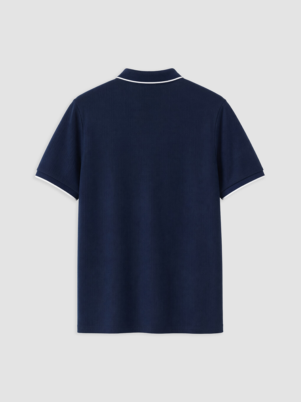 Lacivert Polo Yaka Erkek Dokulu Tişört-1