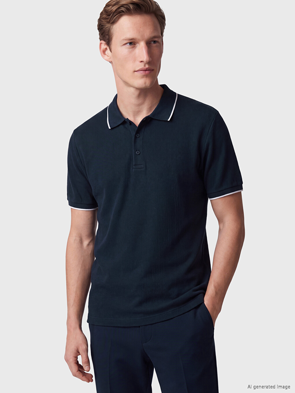 T-shirt Texturé À Col Polo Pour Homme