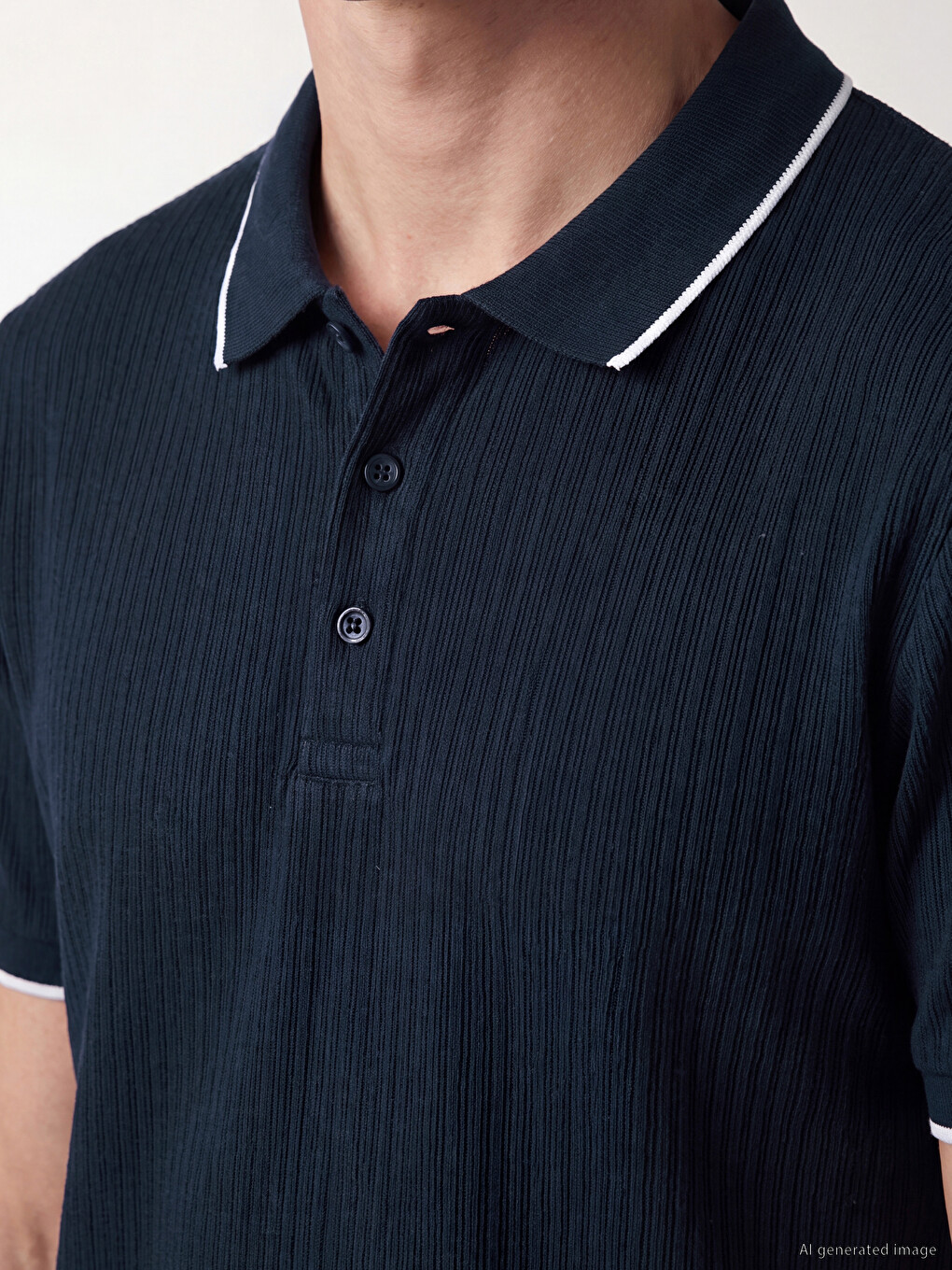 T-shirt Texturé À Col Polo Pour Homme-2