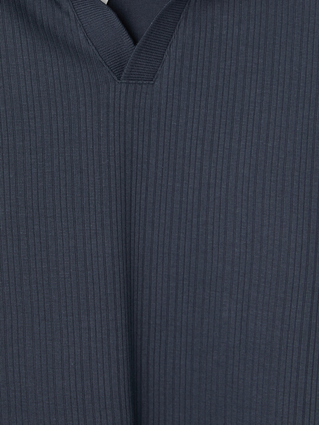 İndigo Polo Yaka Fitilli Erkek Tişört-1