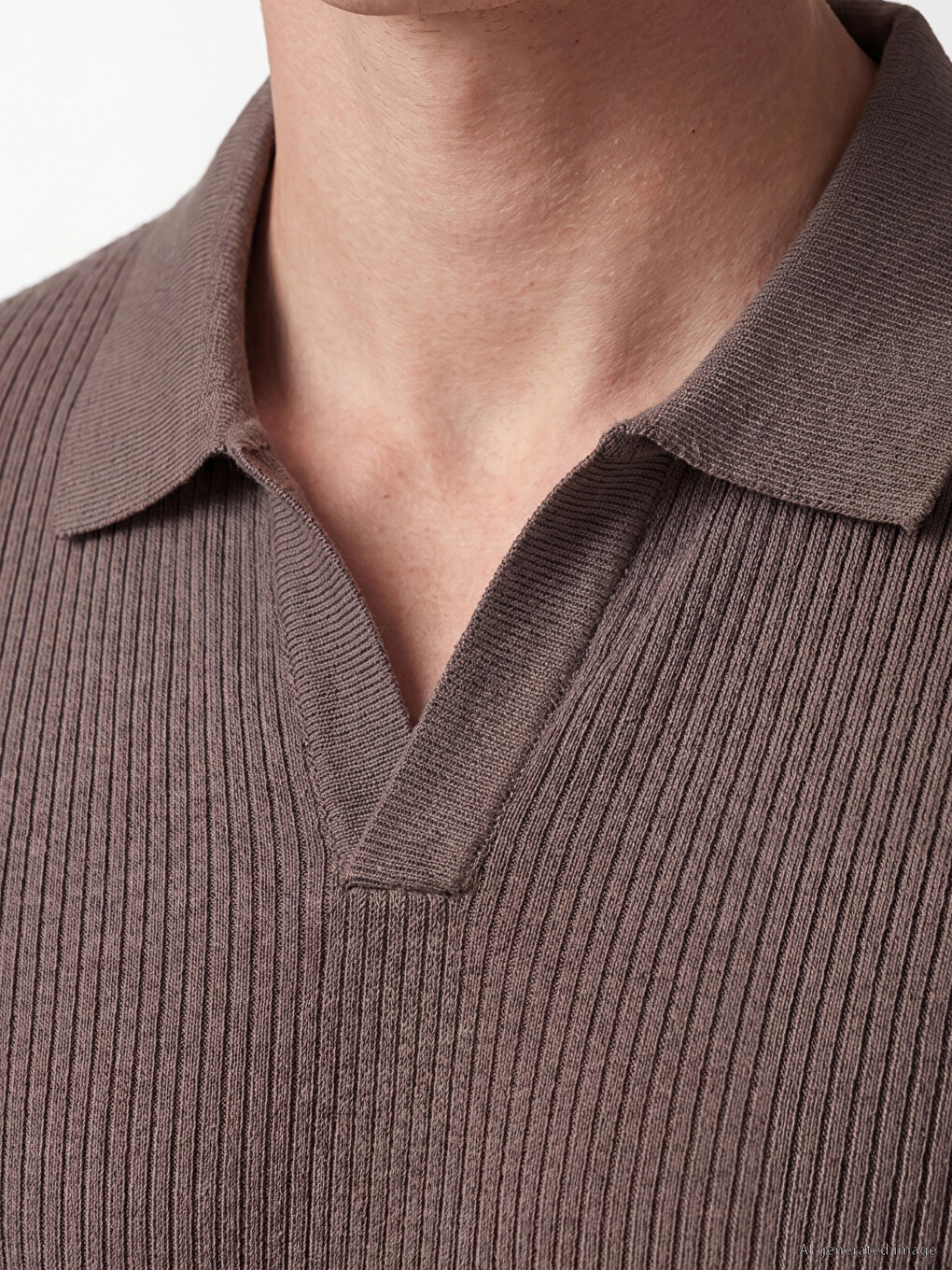 Mürdüm Polo Yaka Fitilli Erkek Tişört-2