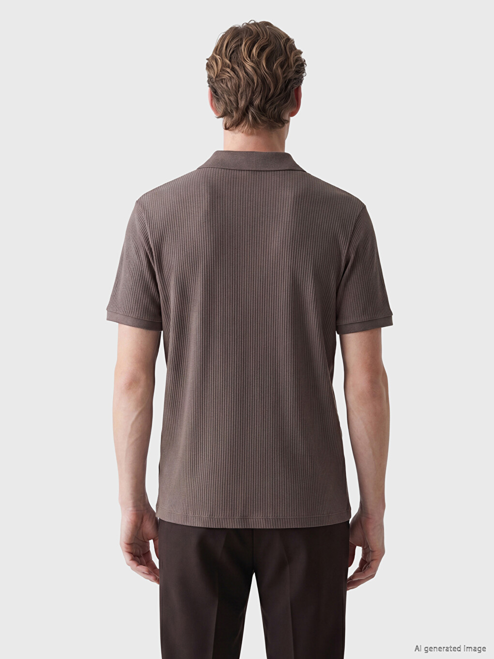 Mürdüm Polo Yaka Fitilli Erkek Tişört-3
