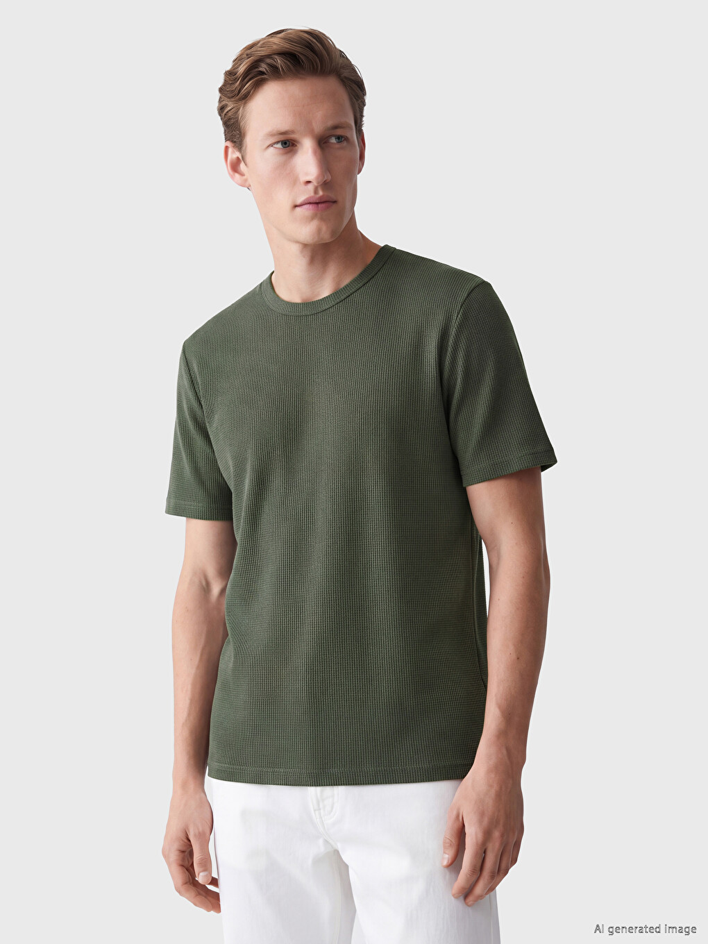T-shirt Homme Col Rond Gaufre