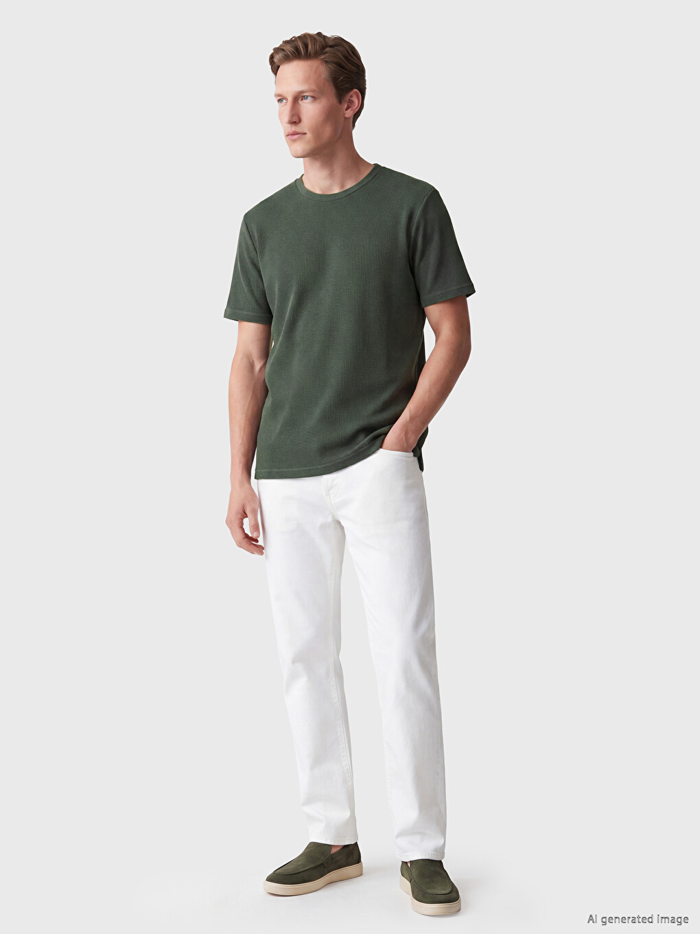 T-shirt Homme Col Rond Gaufre-1