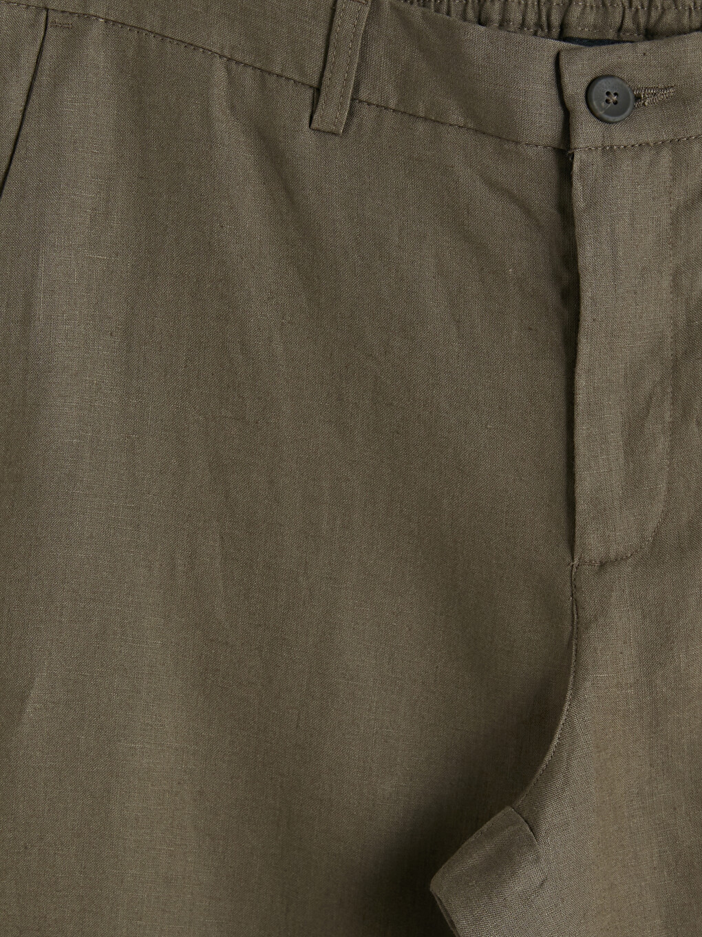 Kahverengi Regular Fit %100 Keten Erkek Pantolon-2