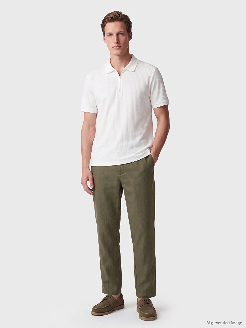 Regular Fit %100 Keten Erkek Pantolon-1