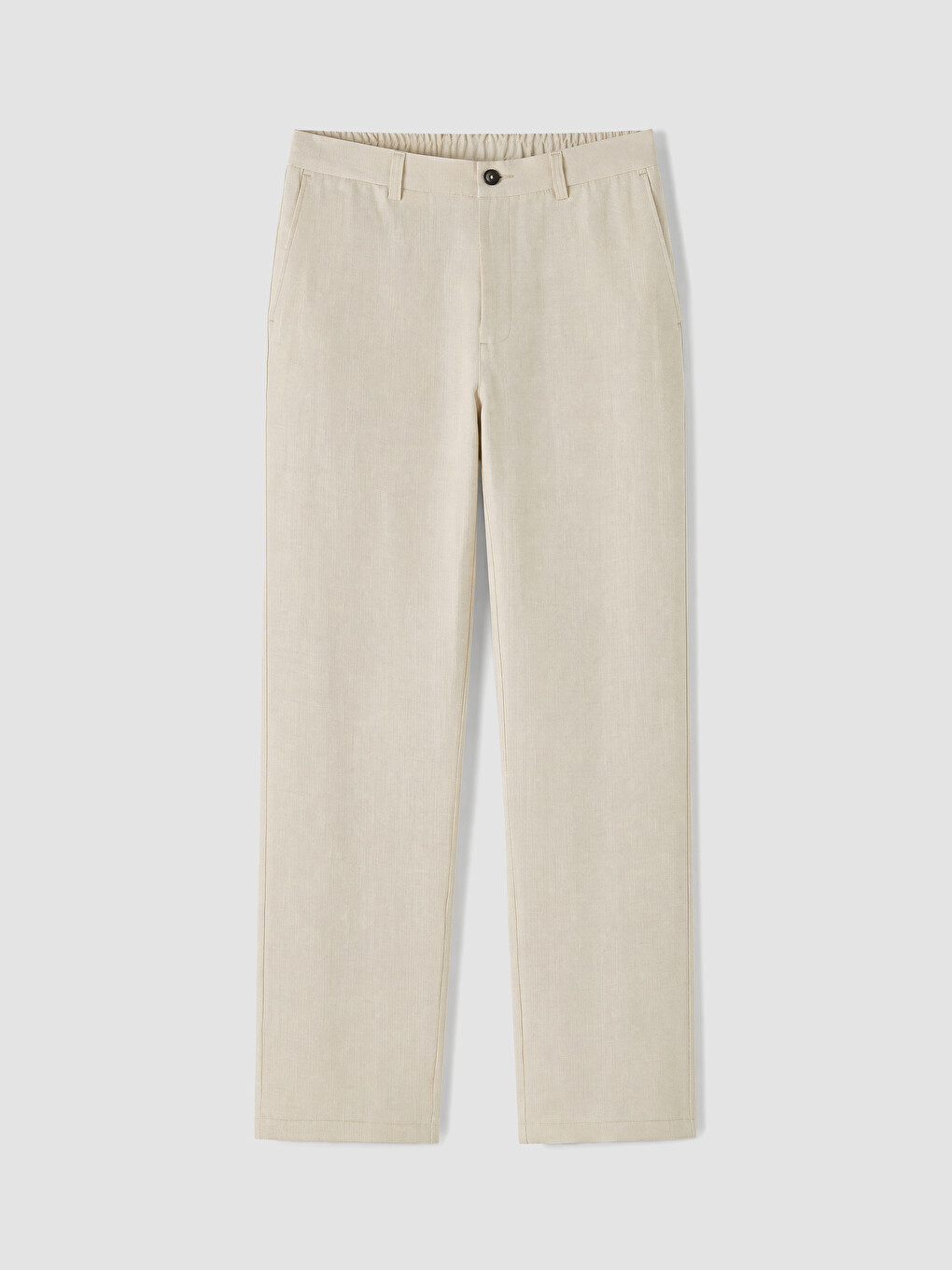 Bej Regular Fit %100 Keten Erkek Pantolon