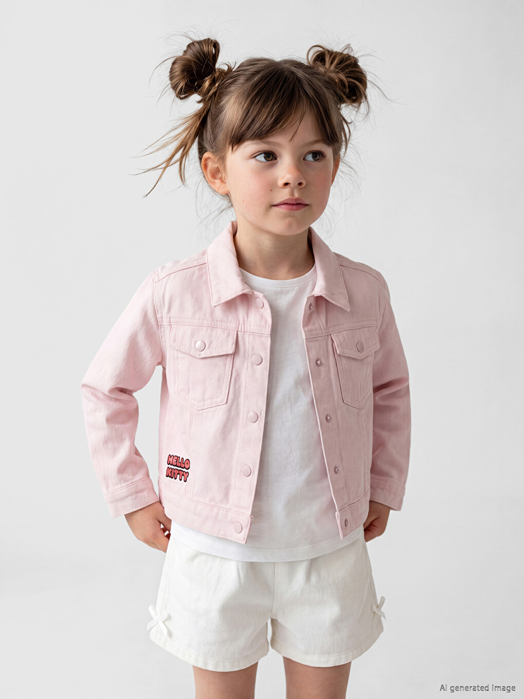 Pembe Hello Kitty Baskılı Kız Çocuk Ceket-1