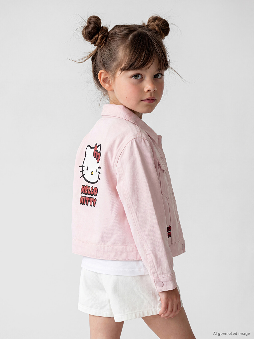 Pembe Hello Kitty Baskılı Kız Çocuk Ceket