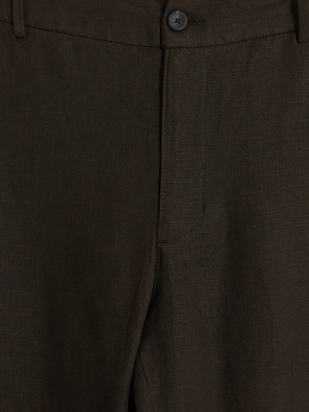 Kahverengi Regular Fit %100 Keten Erkek Pantolon-1