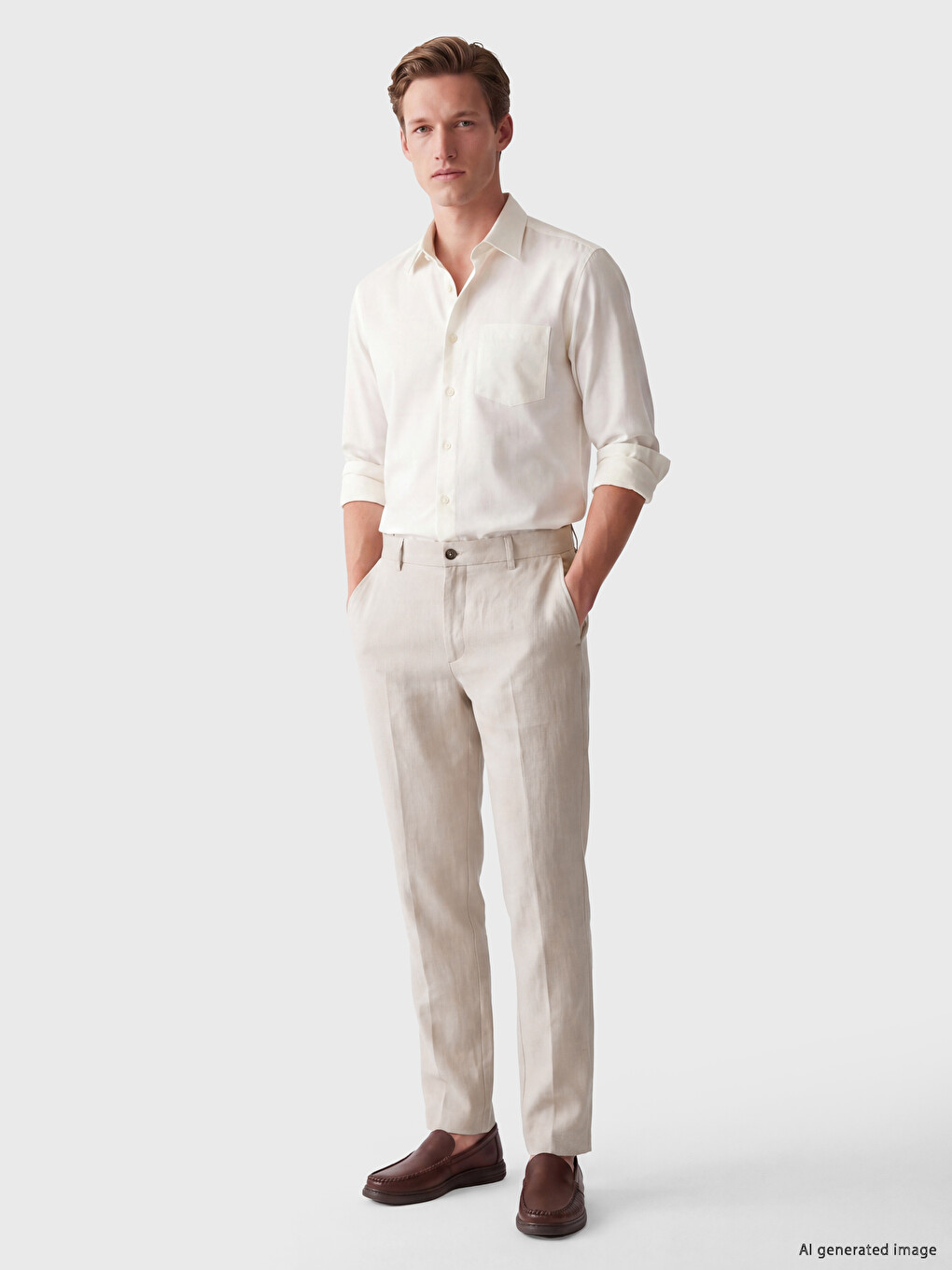 Regular Fit %100 Lanene Pantalone Za Muškarce