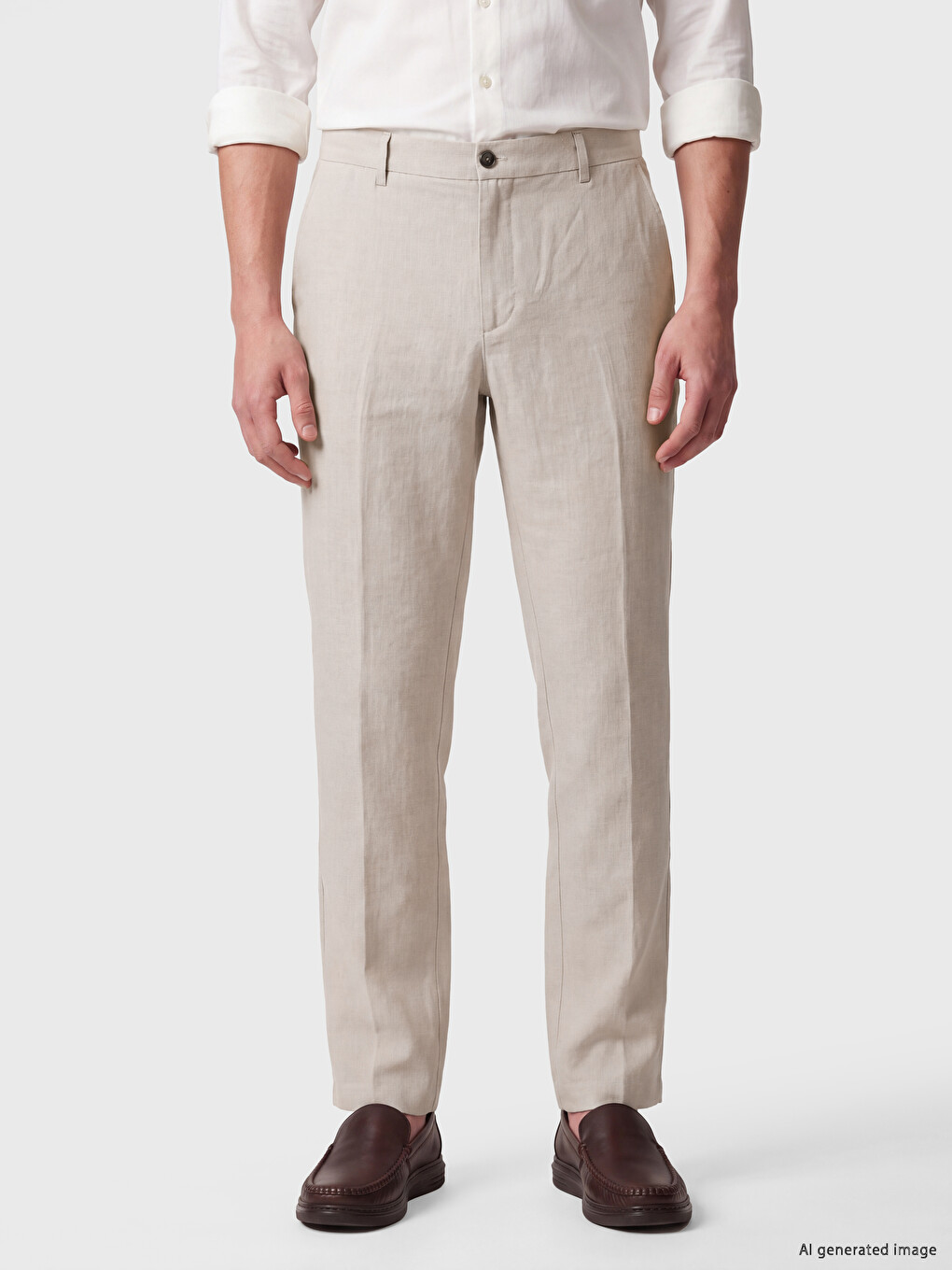 Regular Fit %100 Lanene Pantalone Za Muškarce-1