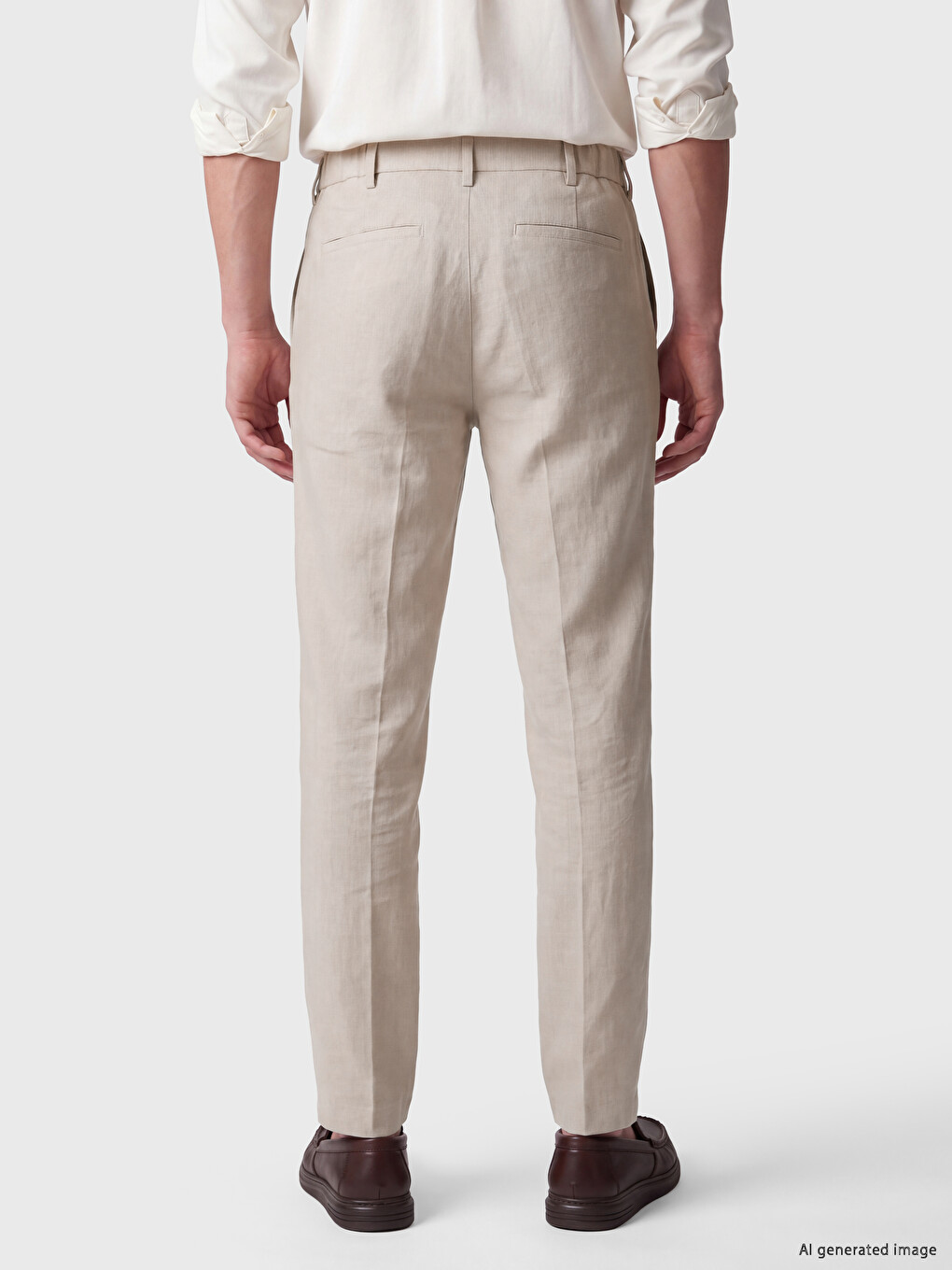 Regular Fit %100 Lanene Pantalone Za Muškarce-3