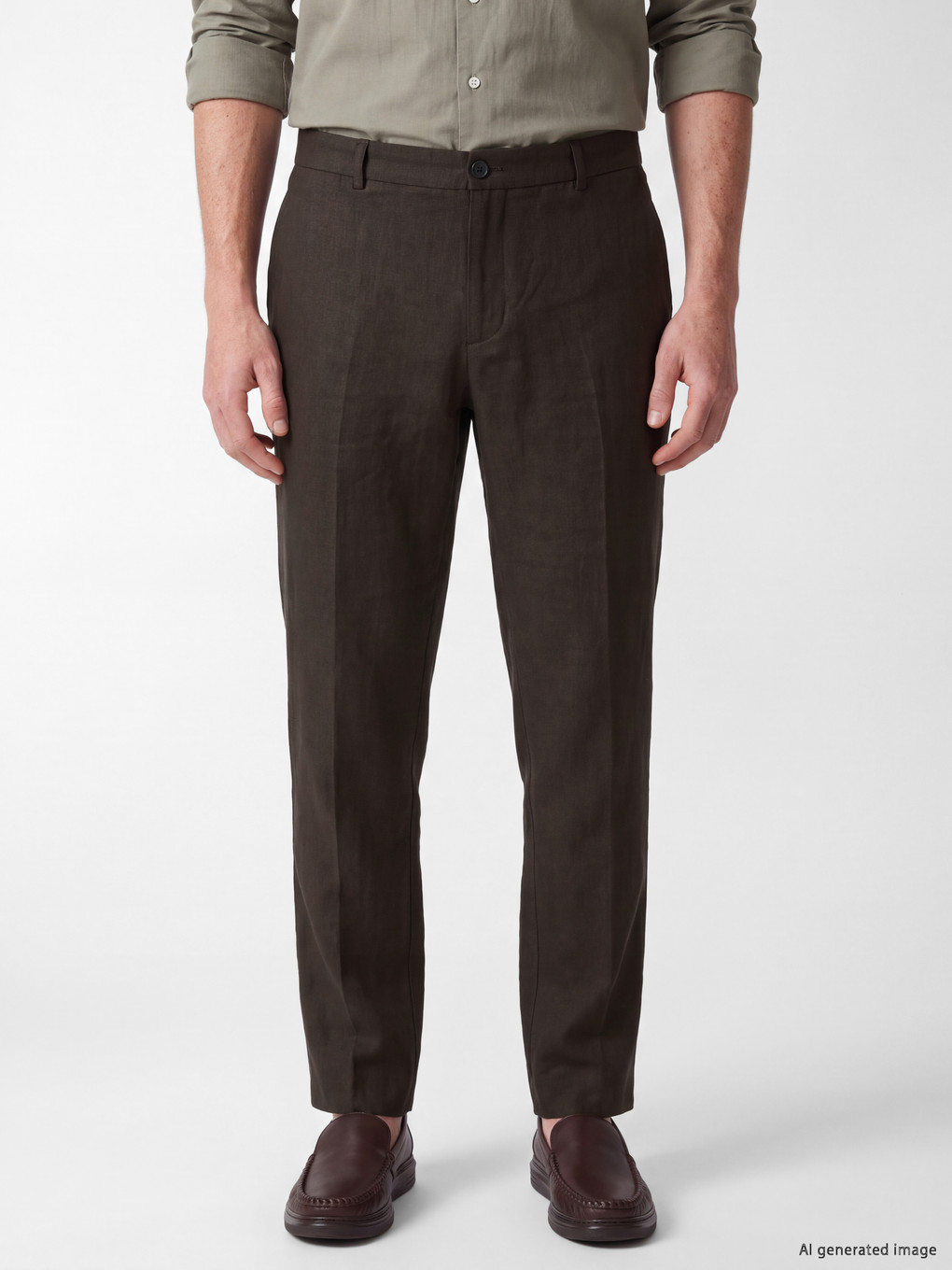 Regular Fit %100 Linen Men's Trousers-1