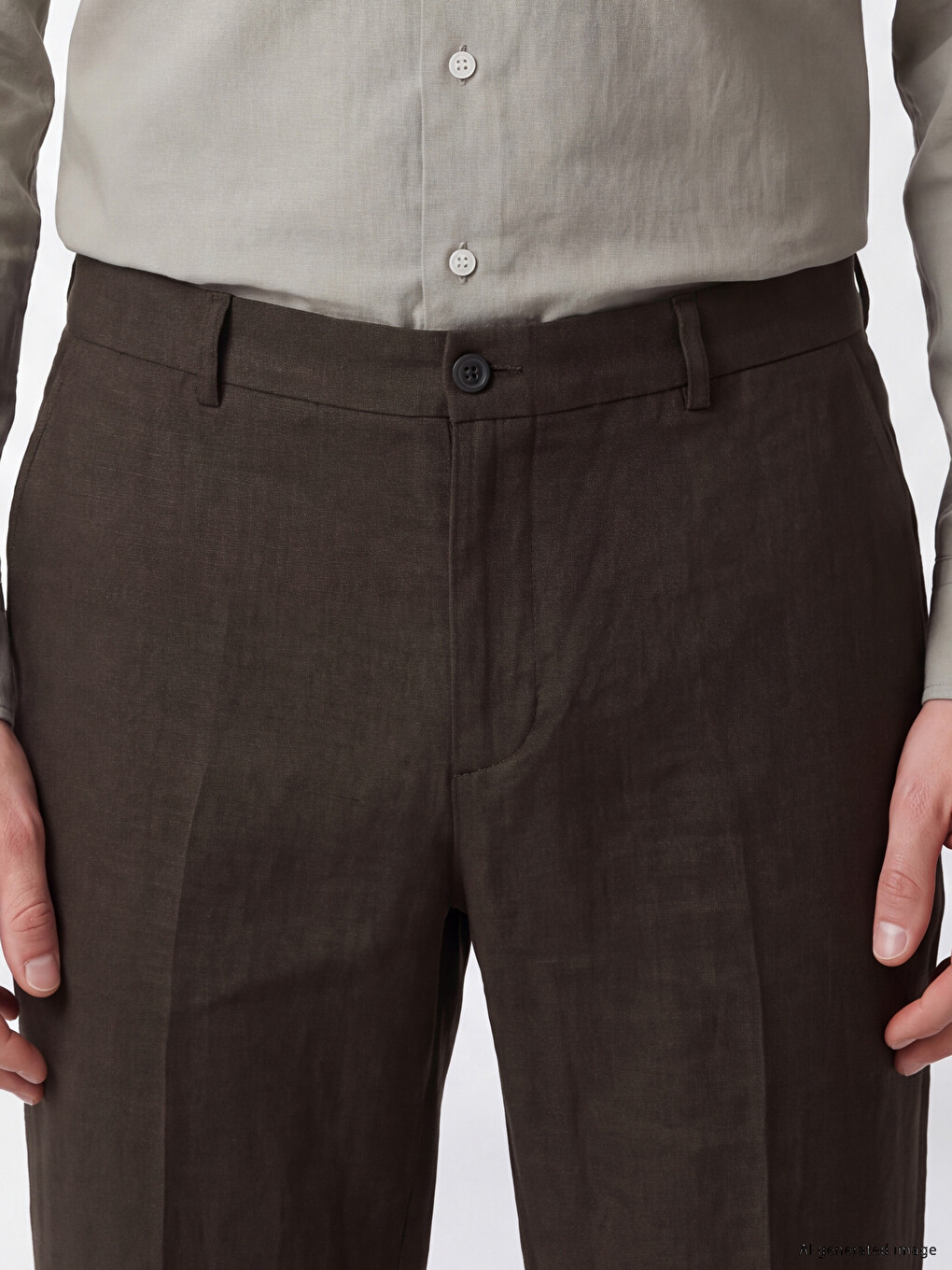 Regular Fit %100 Linen Men's Trousers-2