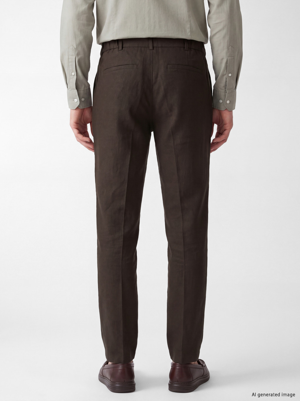 Regular Fit %100 Linen Men's Trousers-3