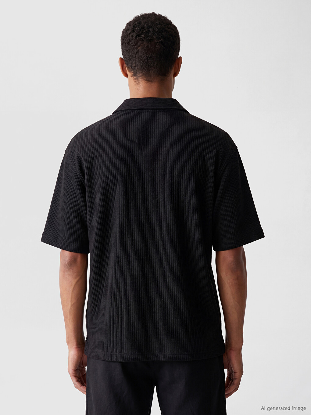 Siyah Regular Fit Erkek Gömlek-3