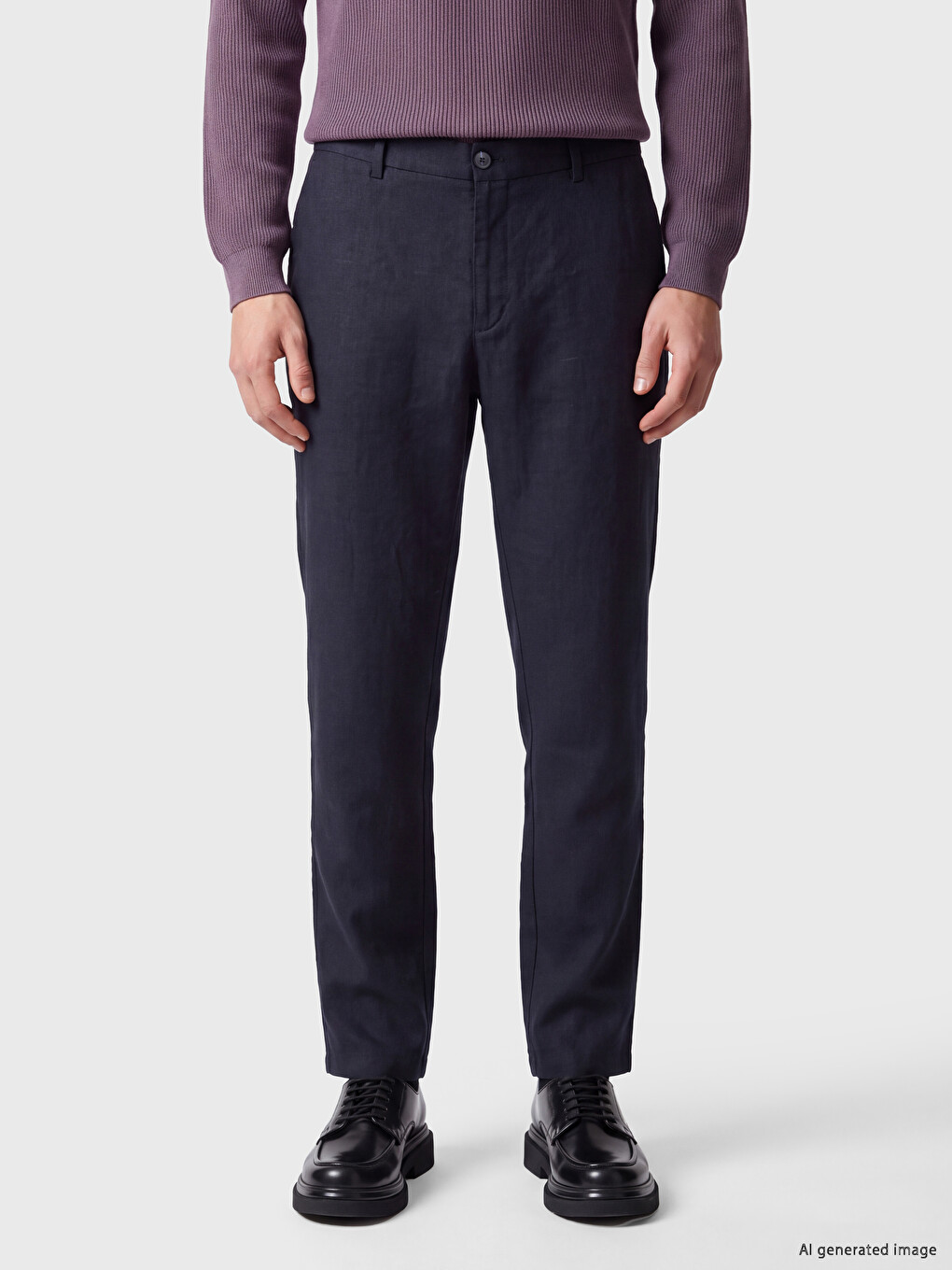 Lacivert Regular Fit Erkek Dokulu Pantolon-1