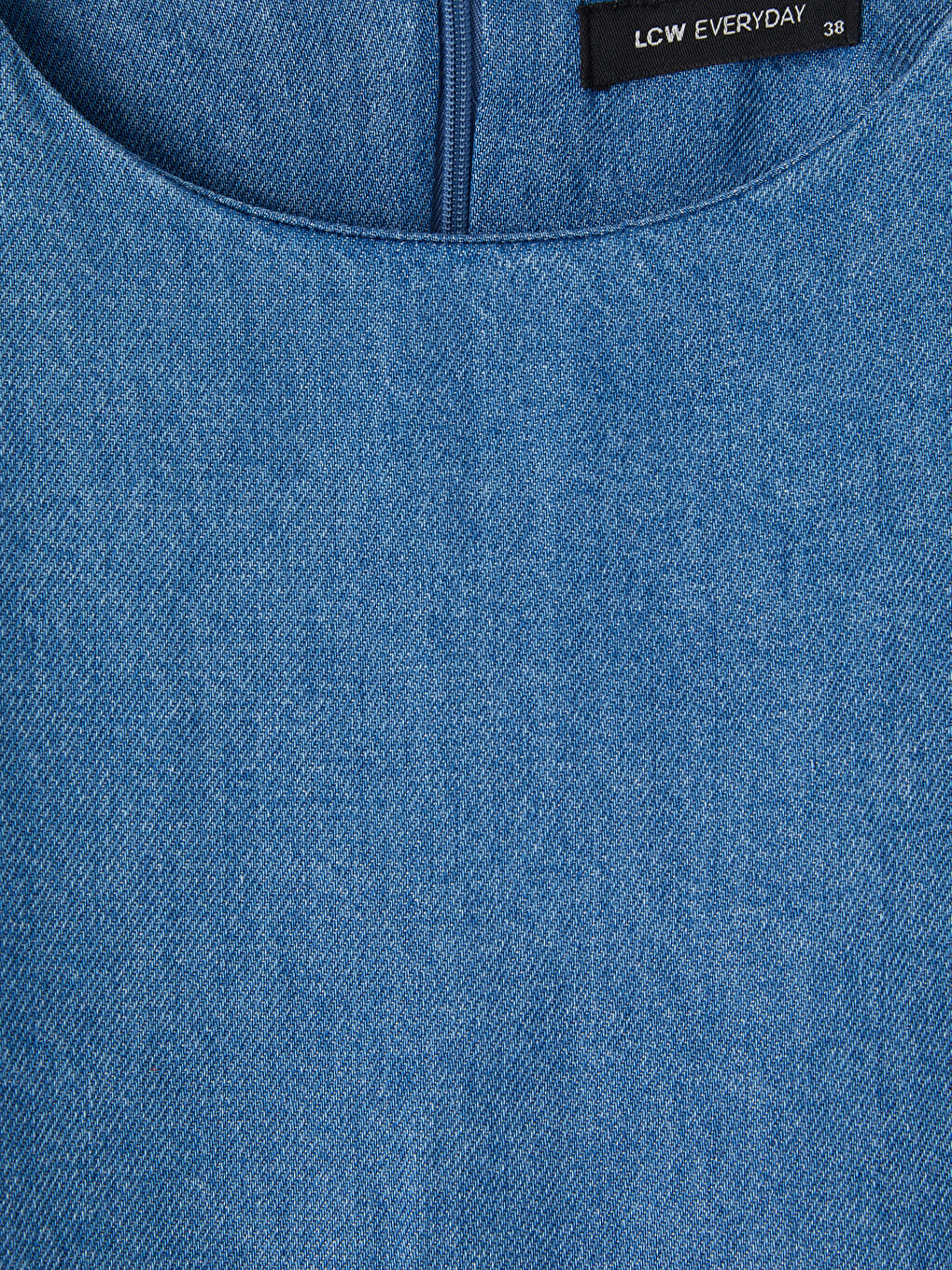 İndigo Bisiklet Yaka Jean Elbise-3