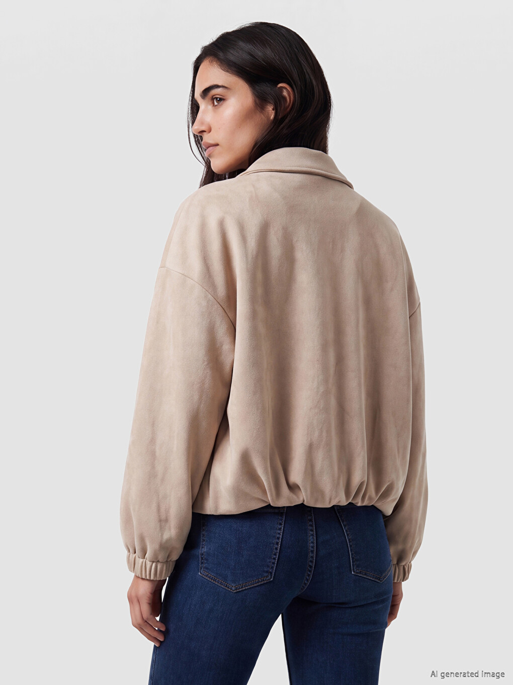 Shirt Collar Suede Look Women's Jacket-3