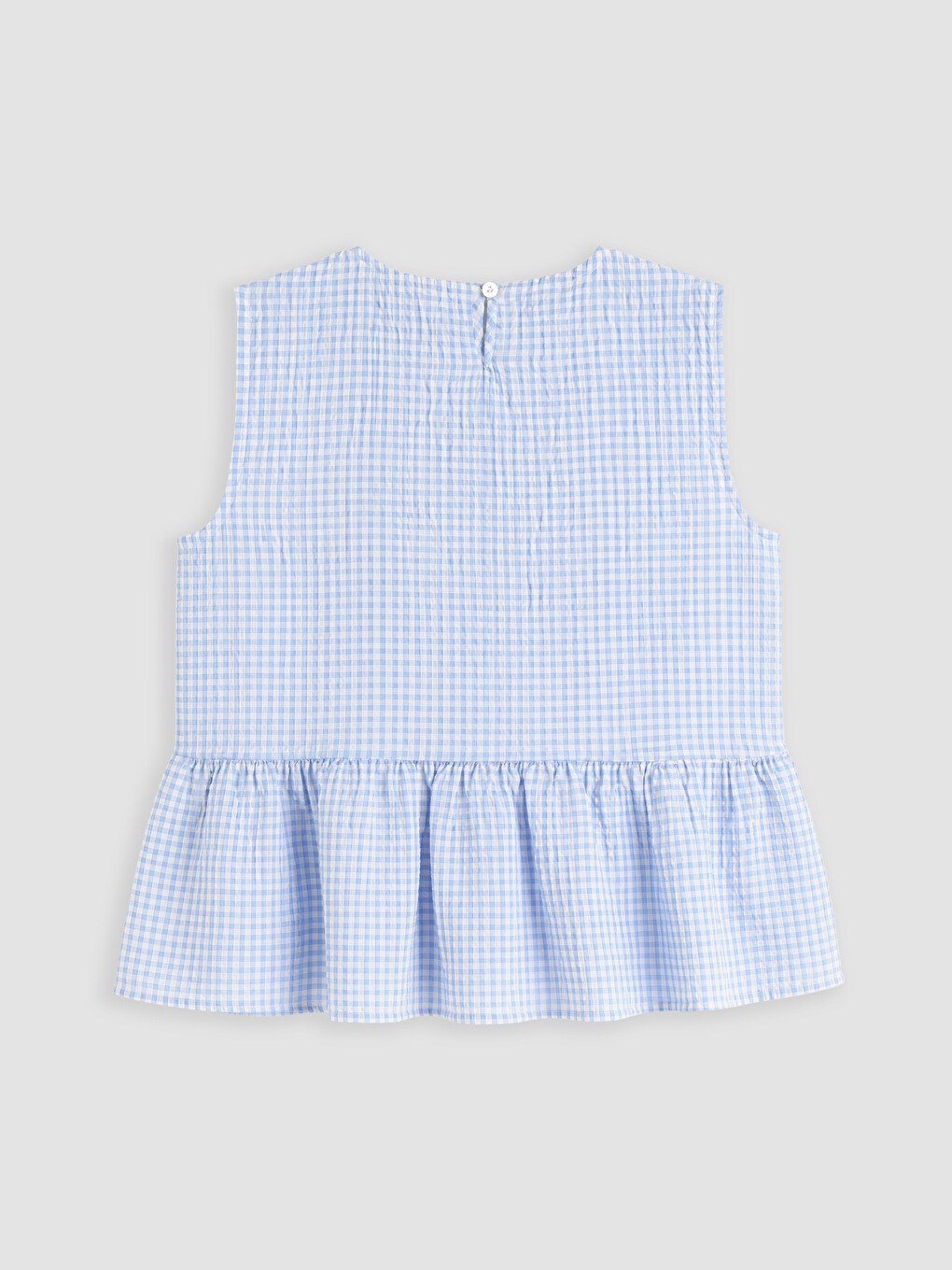 Mavi Fiyonk Detaylı Kız Çocuk Peplum Gömlek-2