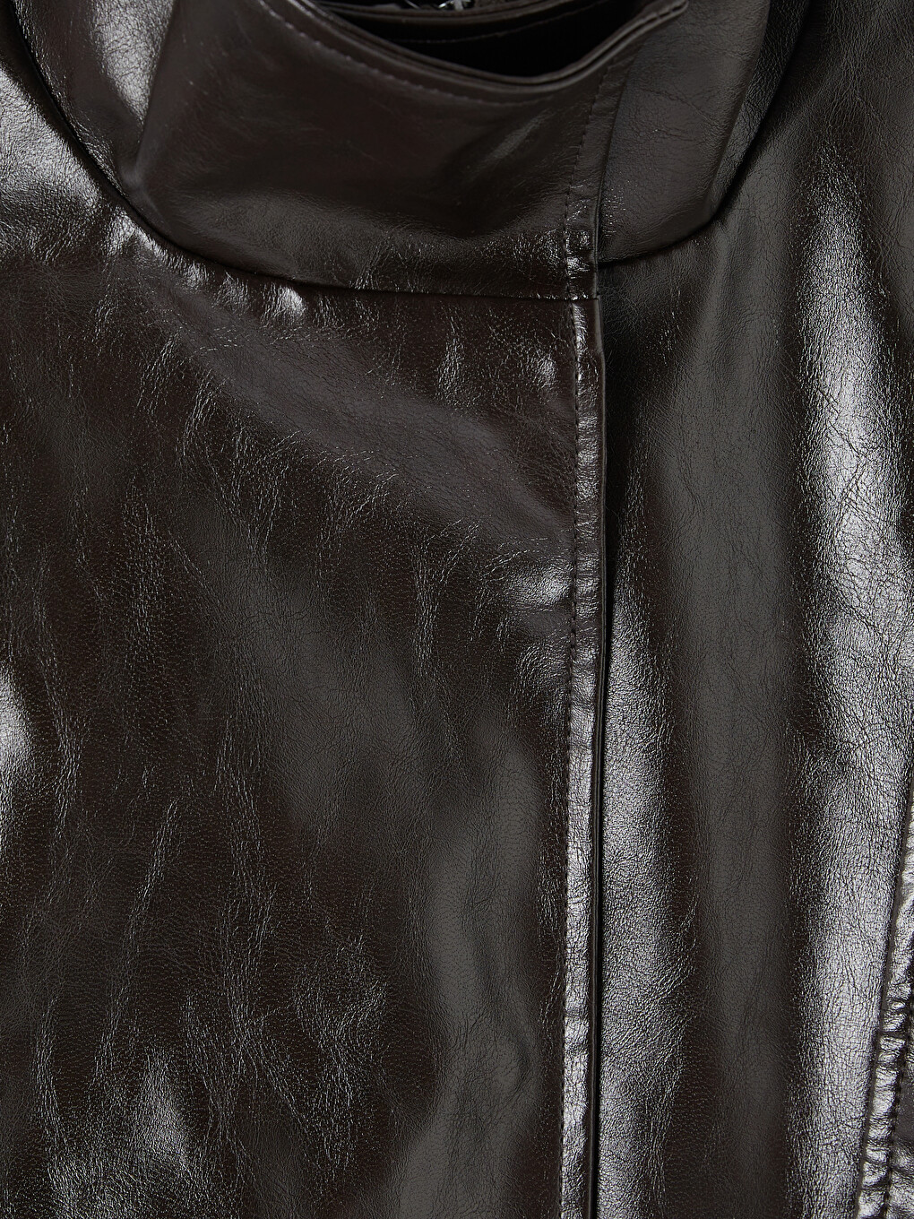 Mock Neck Women's Faux Leather Jacket-6