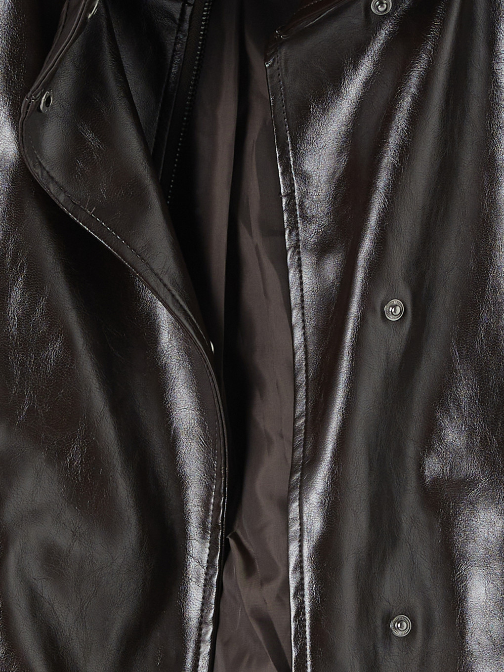 Mock Neck Women's Faux Leather Jacket-8