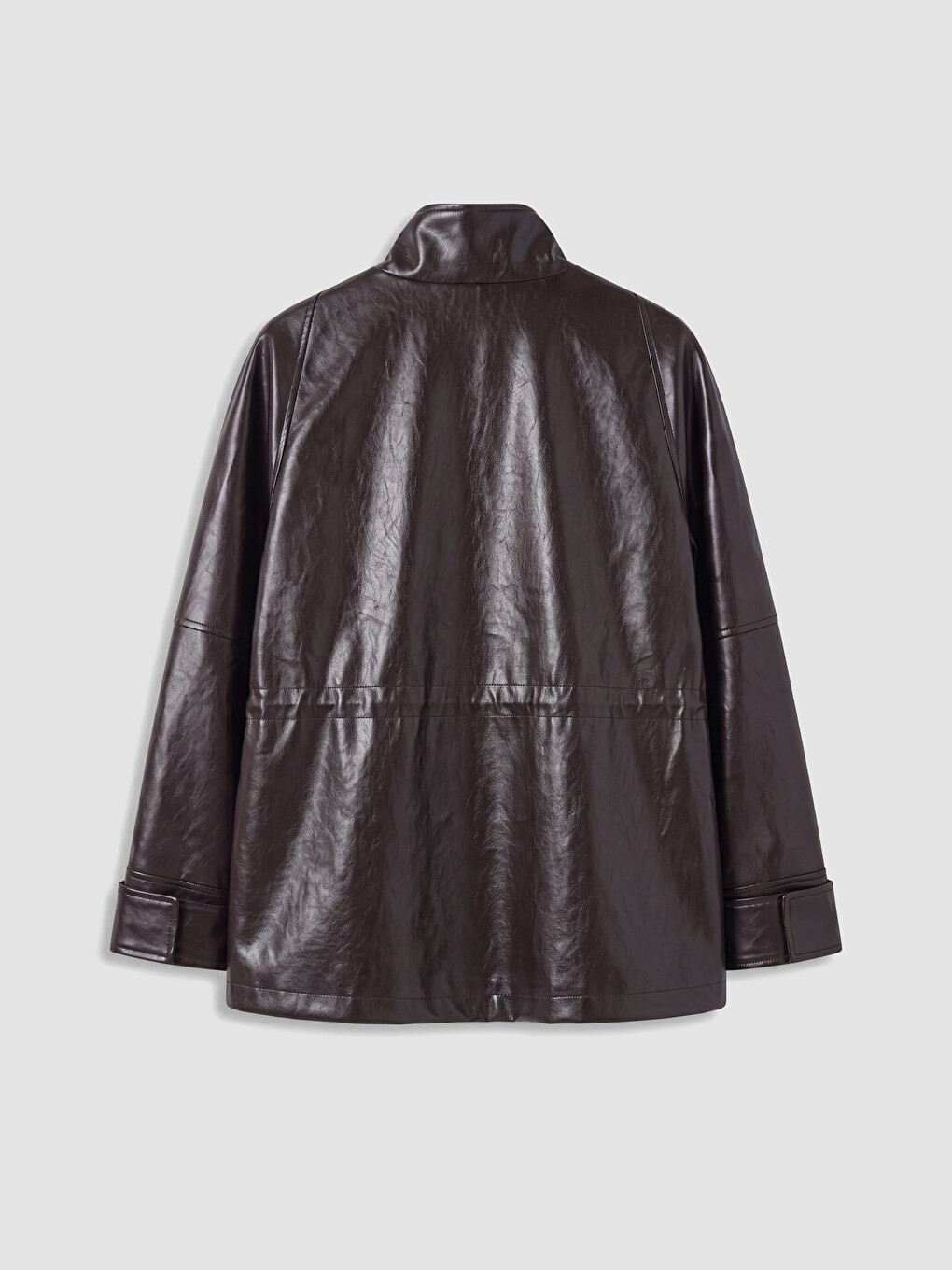 Mock Neck Women's Faux Leather Jacket-9
