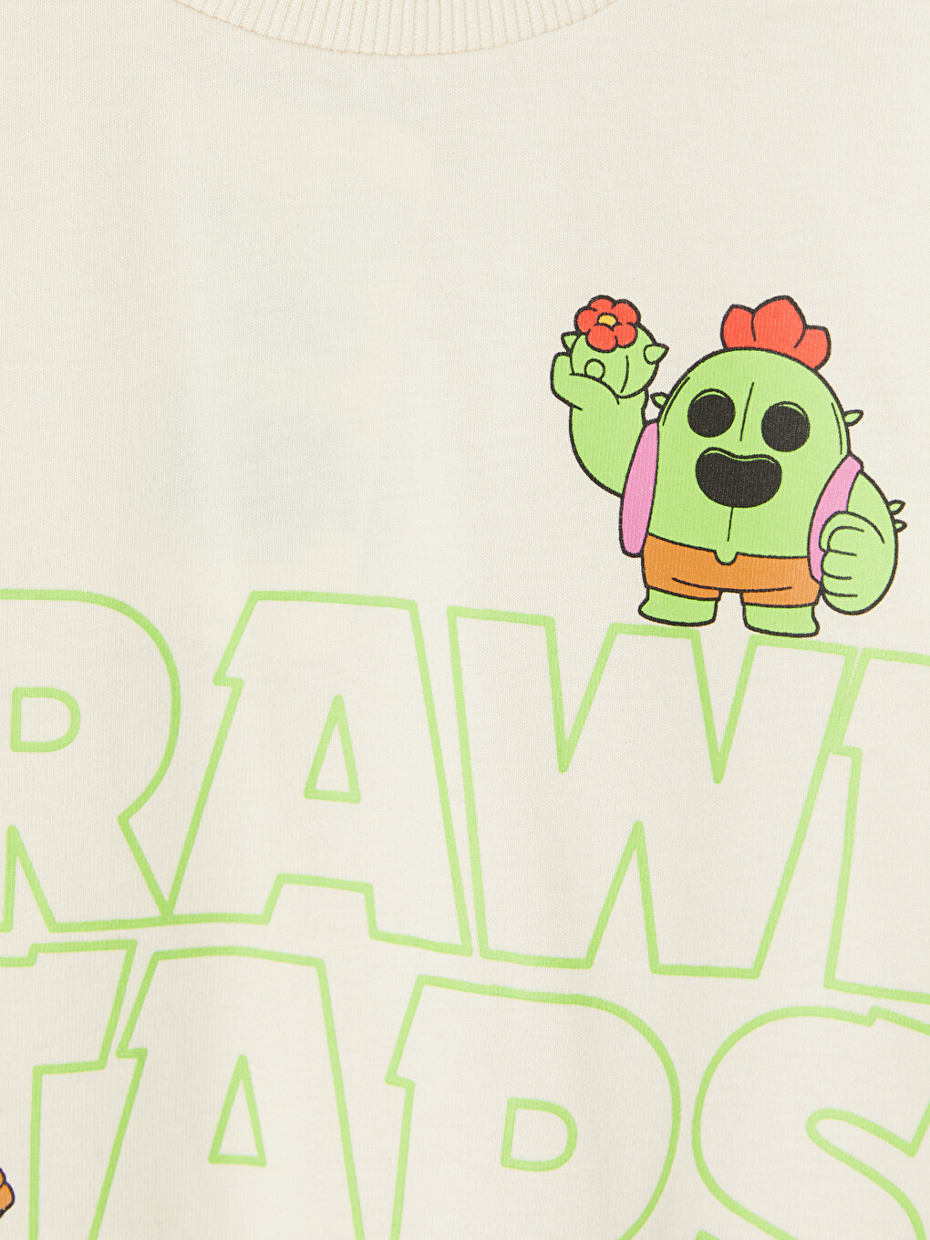 Bej Brawl Stars Baskılı Erkek Çocuk Tişört-1