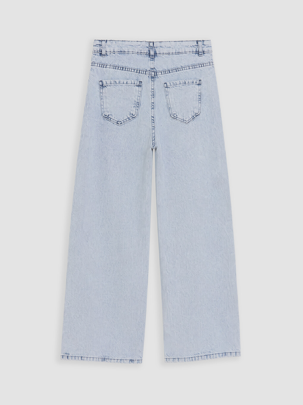 Mavi Wideleg Taşlı Kız Çocuk Jean Pantolon-2