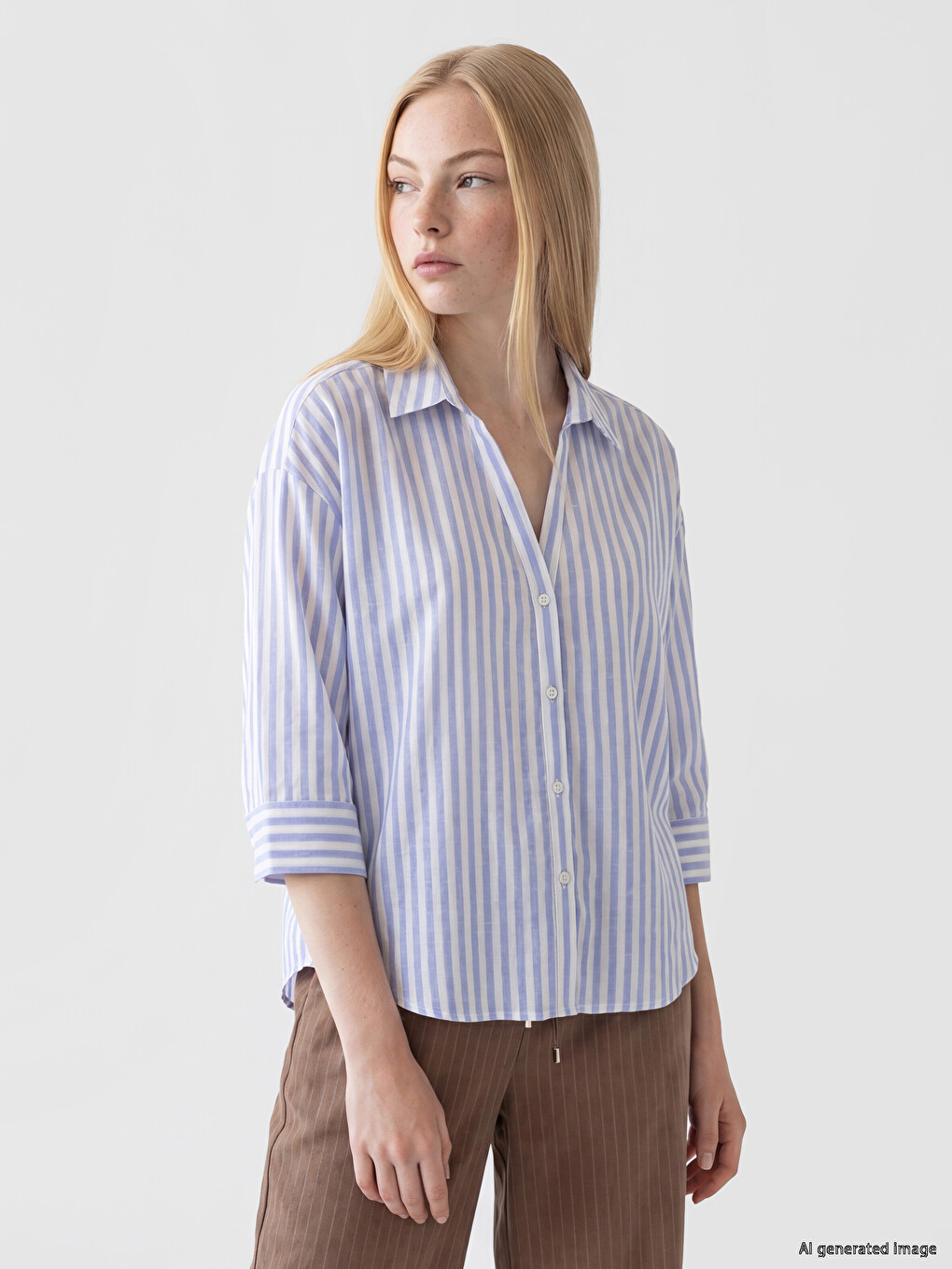 Striped Linen Blend Women's Shirt