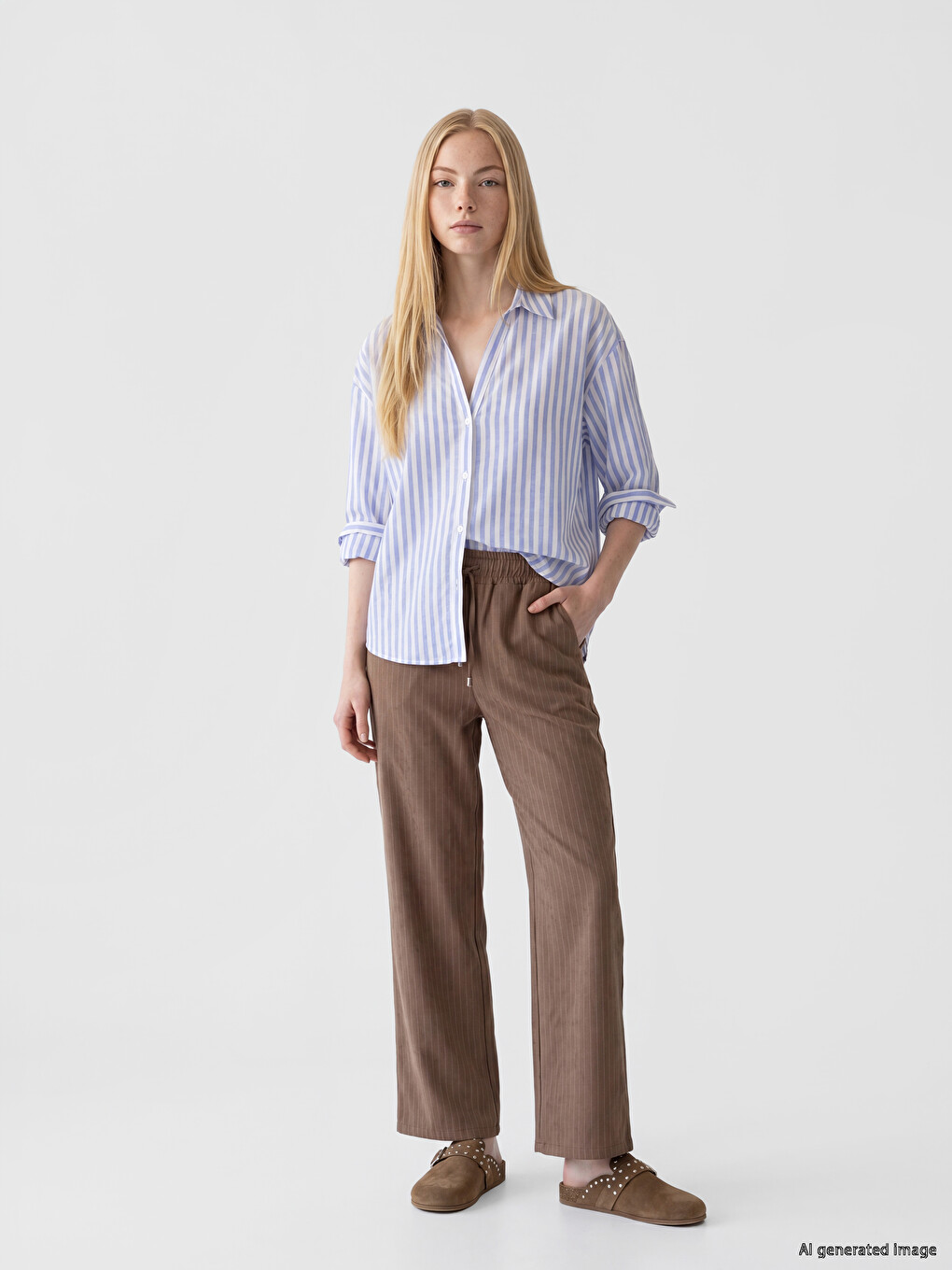 Striped Linen Blend Women's Shirt-1