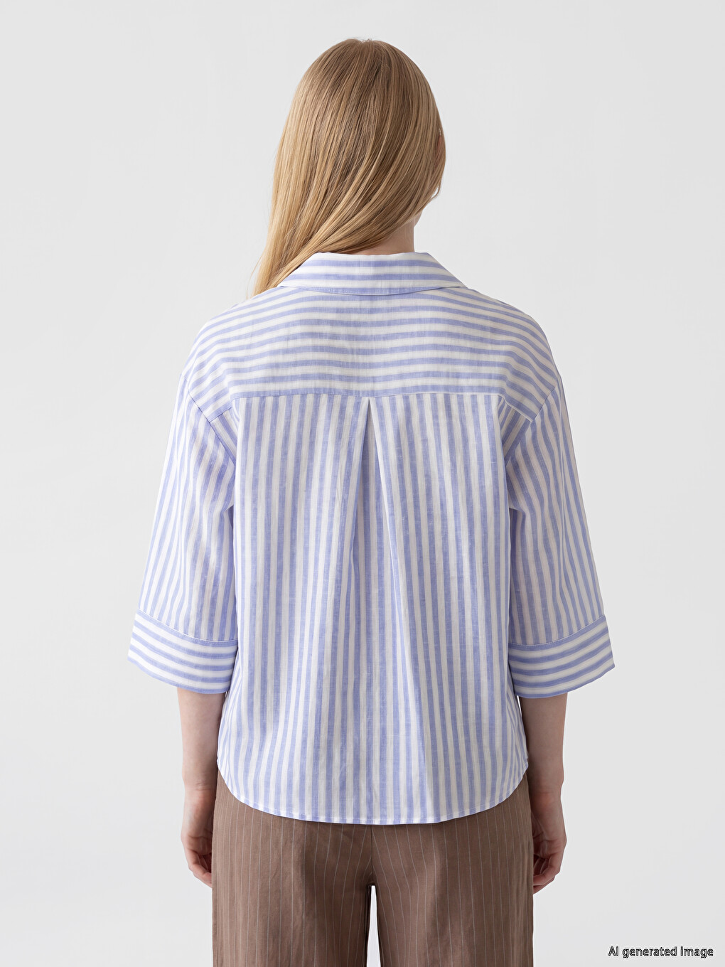 Striped Linen Blend Women's Shirt-3