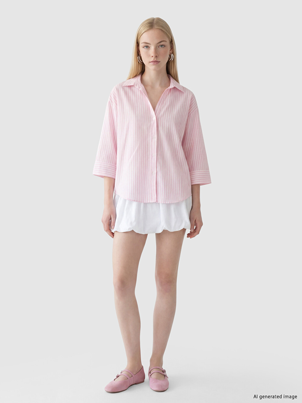 Striped Linen Blend Women's Shirt-1