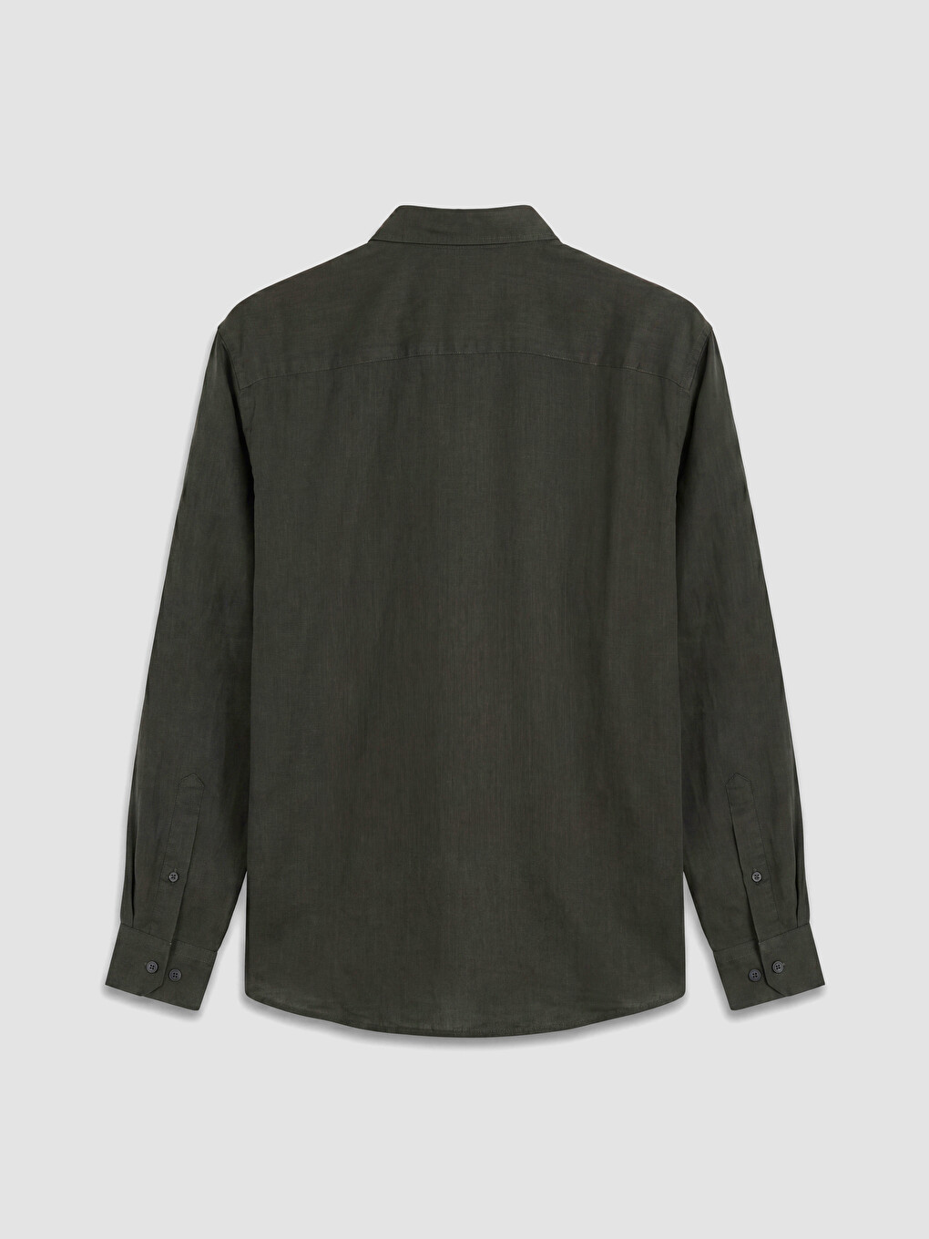 Haki Regular Fit %100 Keten Erkek Gömlek-2