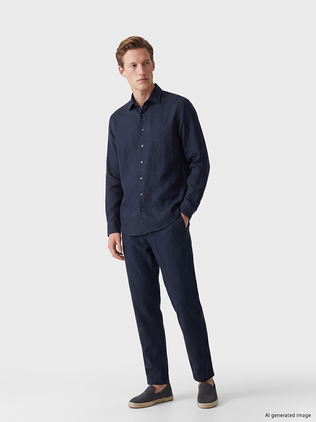 Regular Fit %100 Linen Men's Shirt-1
