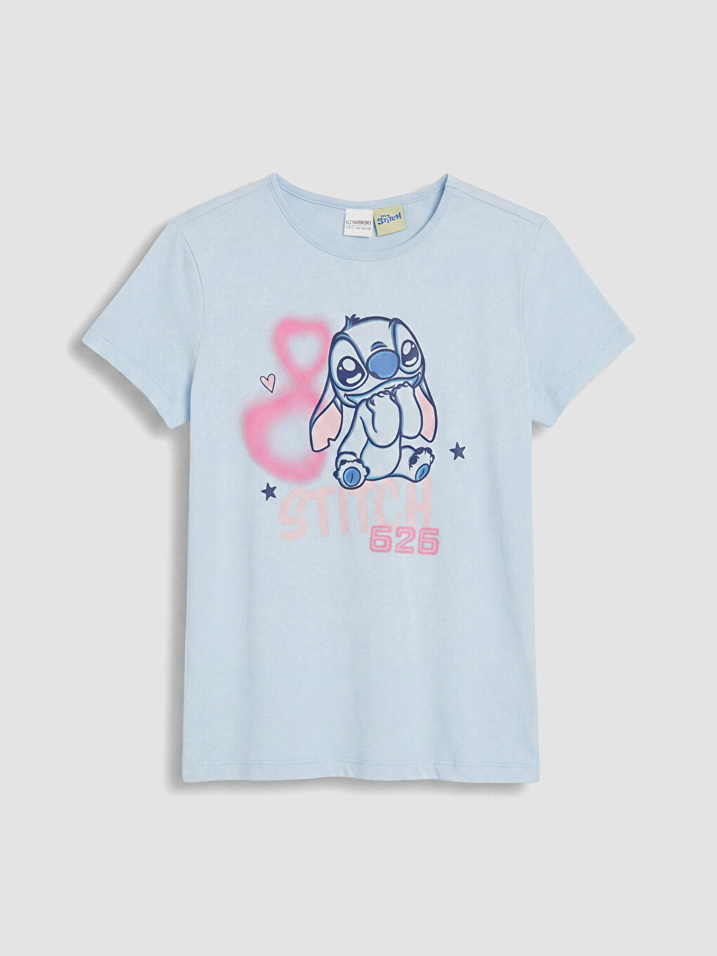Mavi Stitch Baskılı Kız Çocuk Kaprili Pijama Takım-1