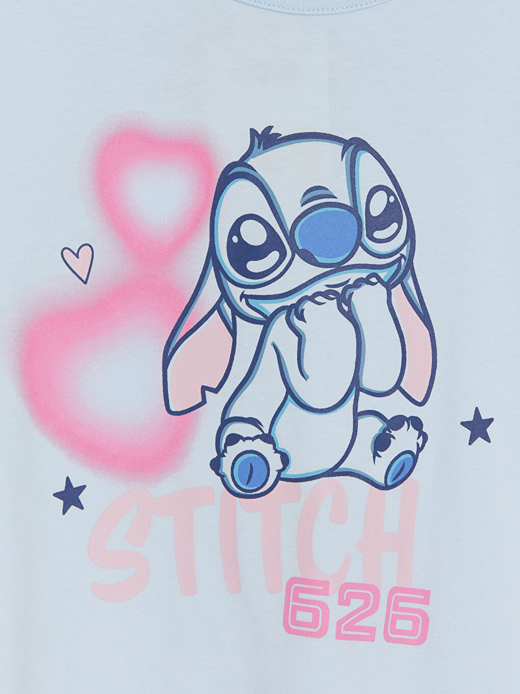 Mavi Stitch Baskılı Kız Çocuk Kaprili Pijama Takım-2