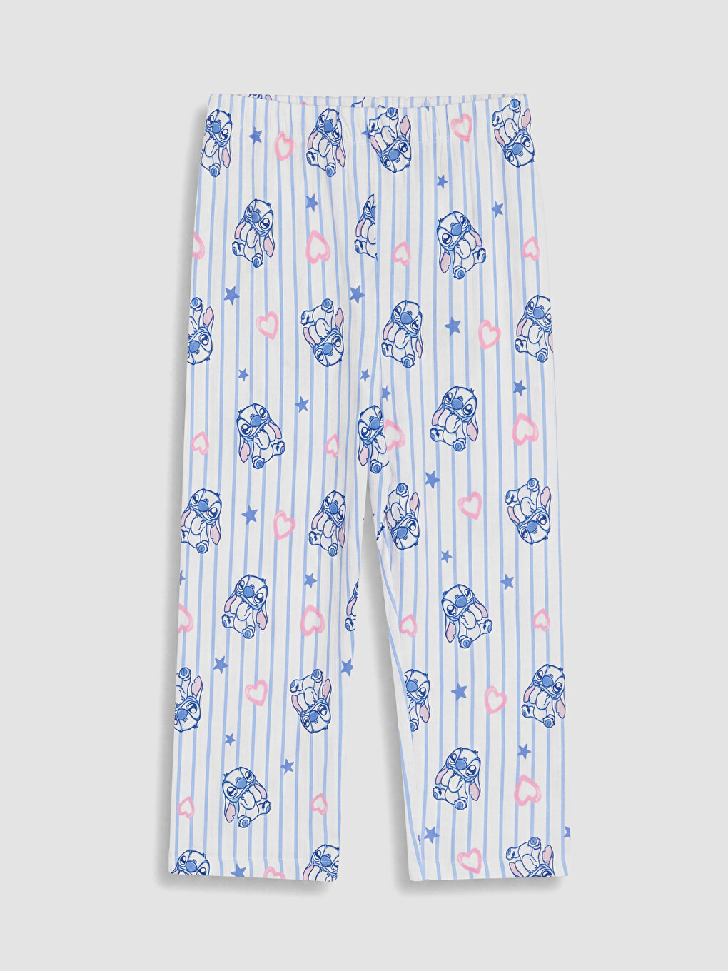 Mavi Stitch Baskılı Kız Çocuk Kaprili Pijama Takım-4