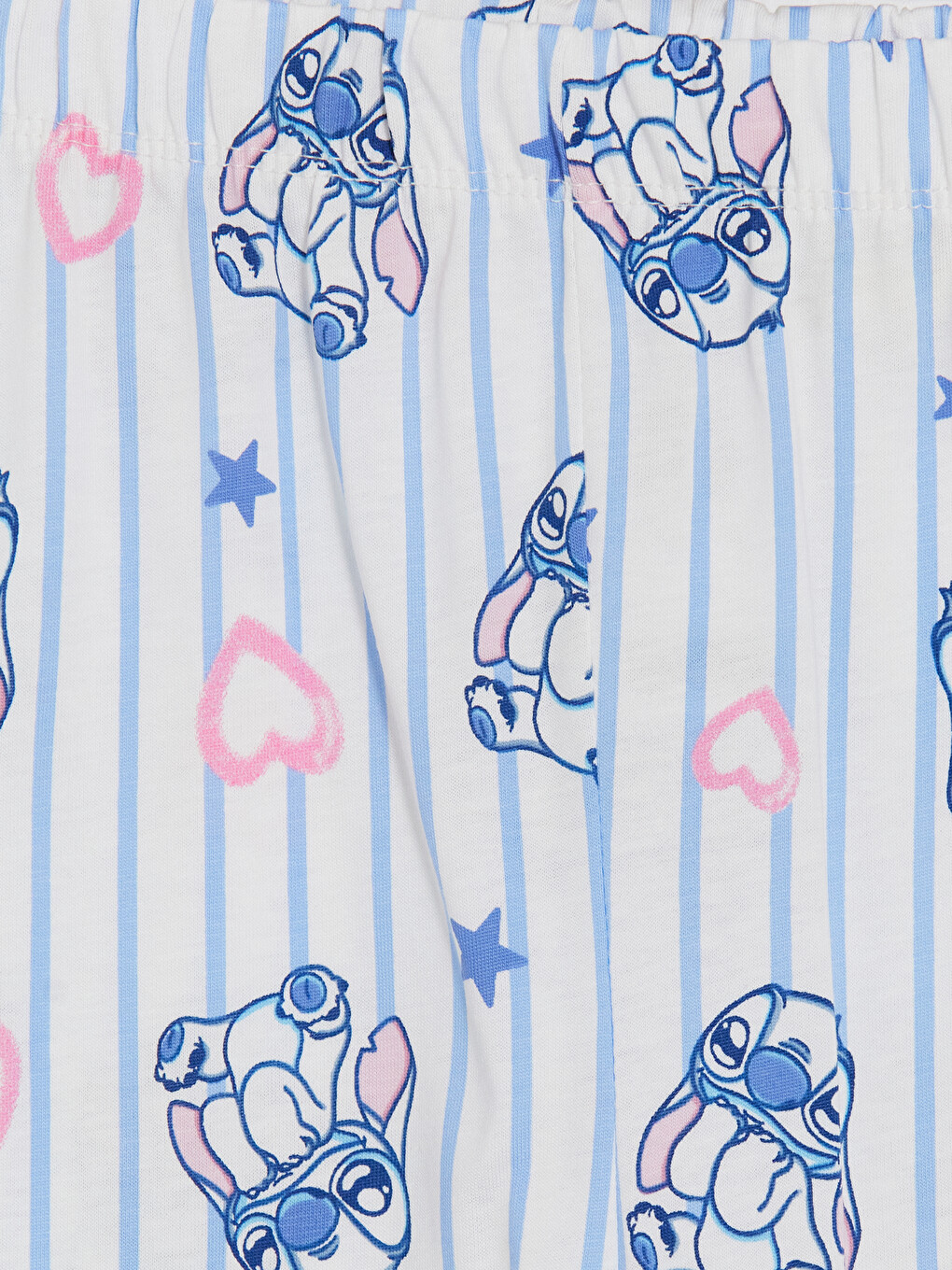 Mavi Stitch Baskılı Kız Çocuk Kaprili Pijama Takım-5