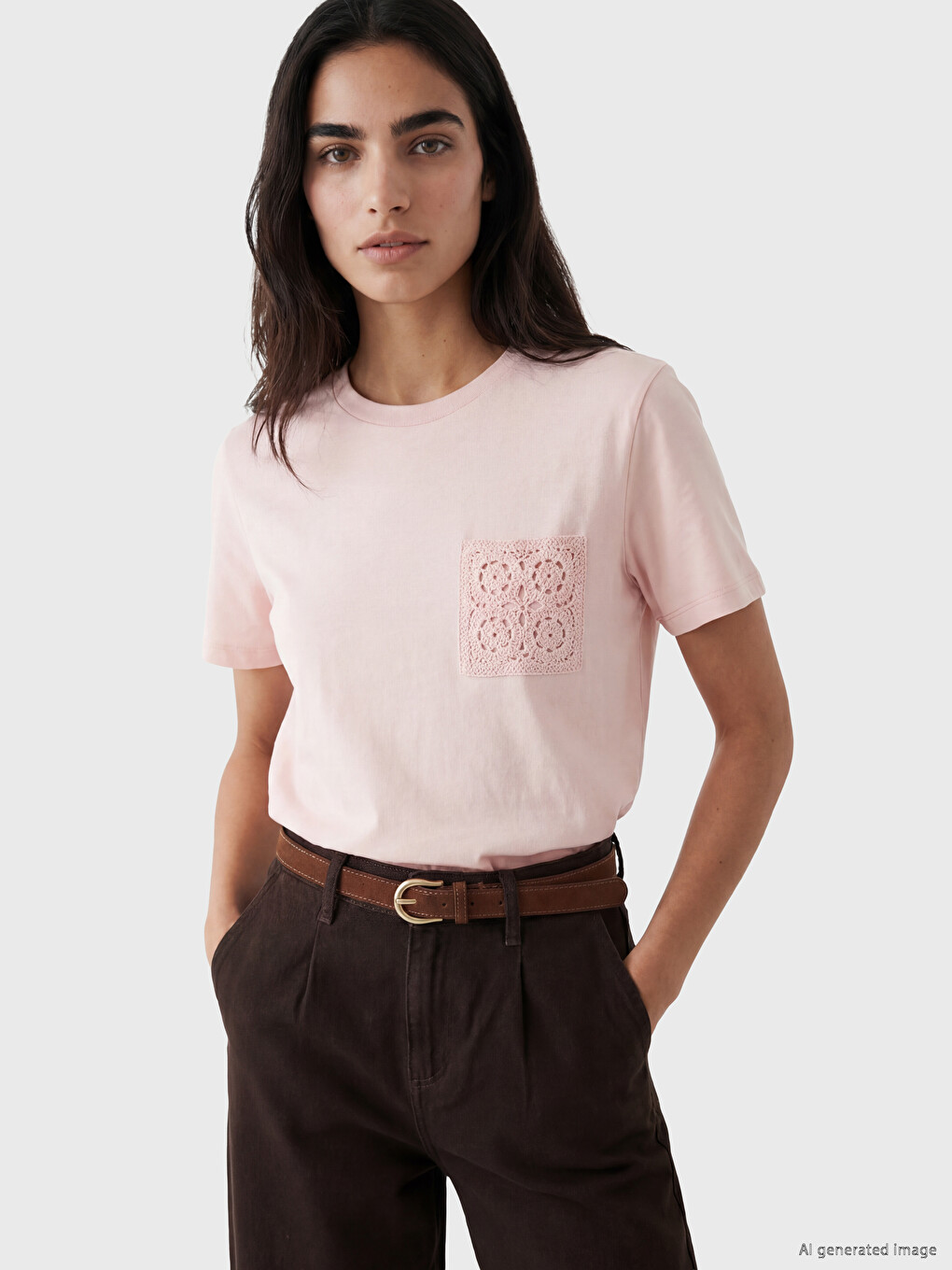 Lace Detailed 100% Cotton Women's T-shirt