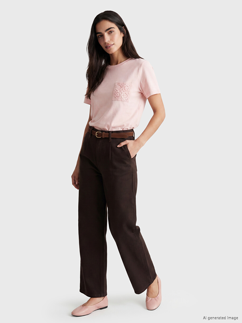 Lace Detailed 100% Cotton Women's T-shirt-1