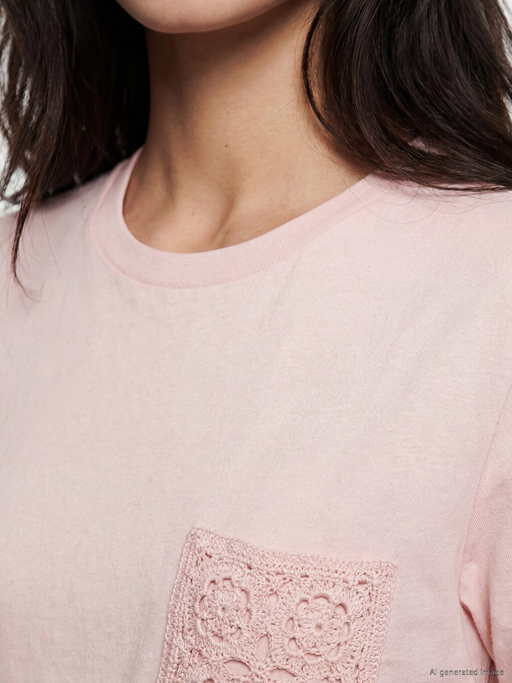 Lace Detailed 100% Cotton Women's T-shirt-2