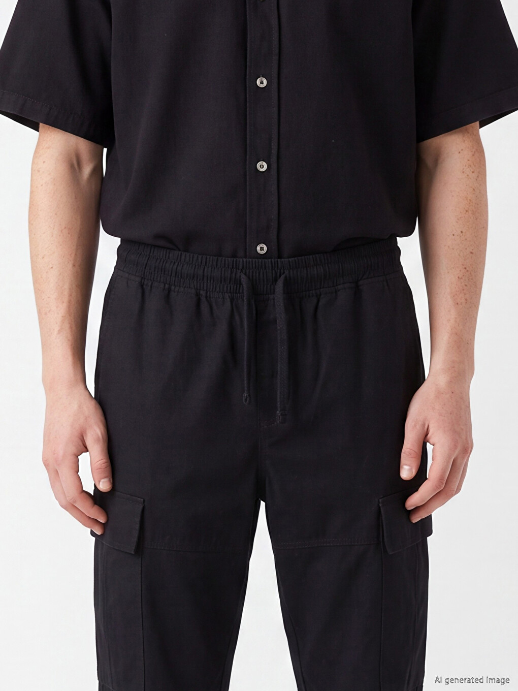Siyah Regular Fit Poplin Erkek Jogger Pantolon-2