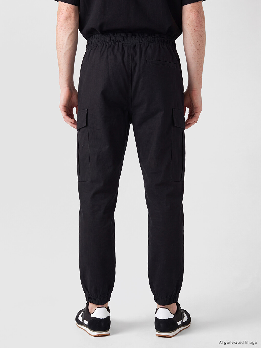 Siyah Regular Fit Poplin Erkek Jogger Pantolon-3