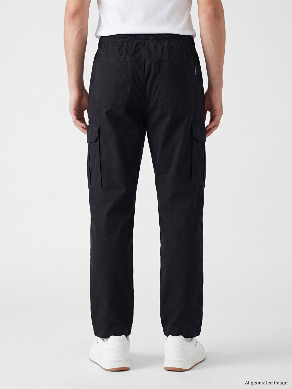 Siyah Relax Fit Erkek Kargo Pantolon-3