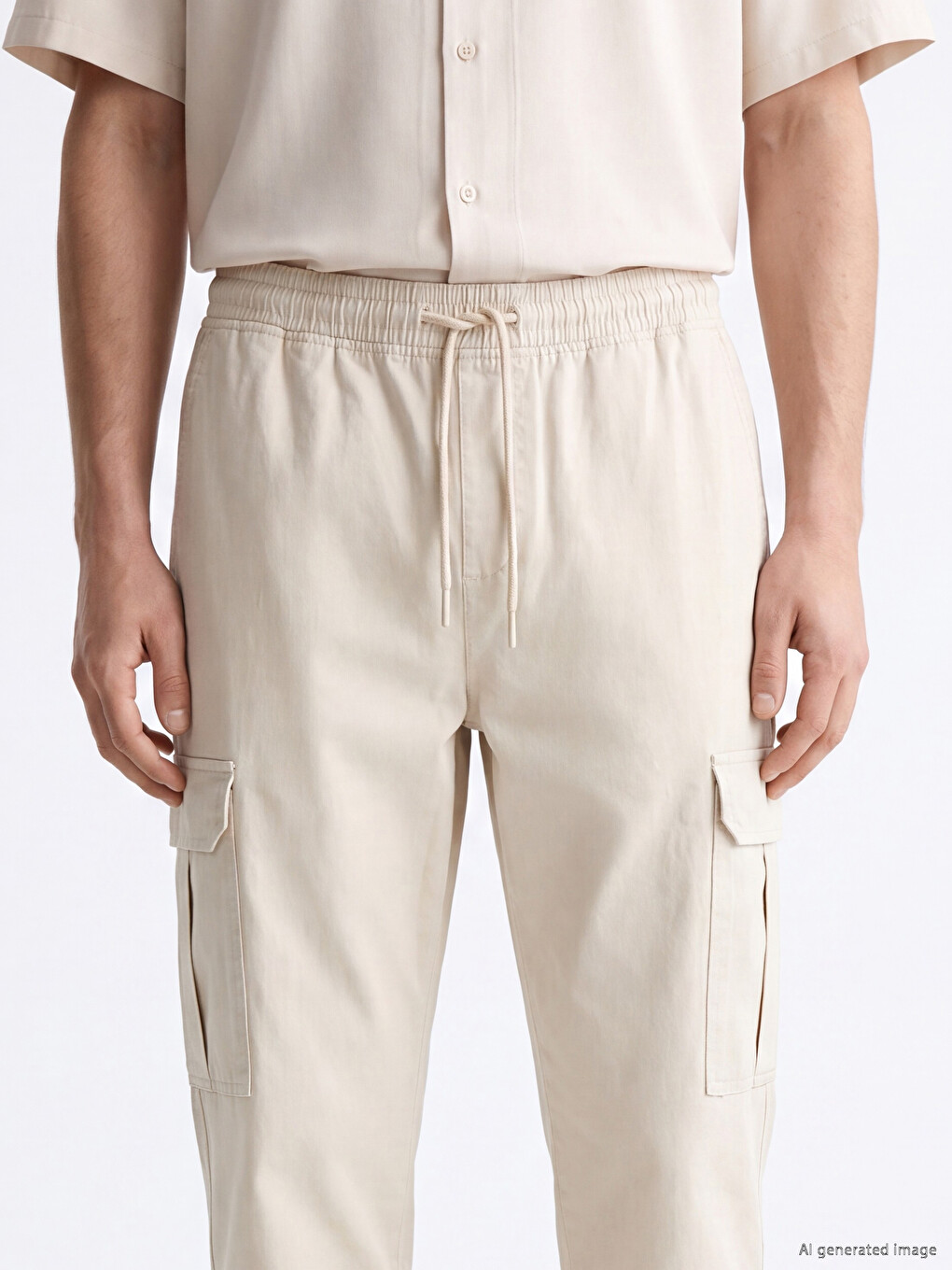 Bej Relax Fit Poplin Erkek Pantolon-2