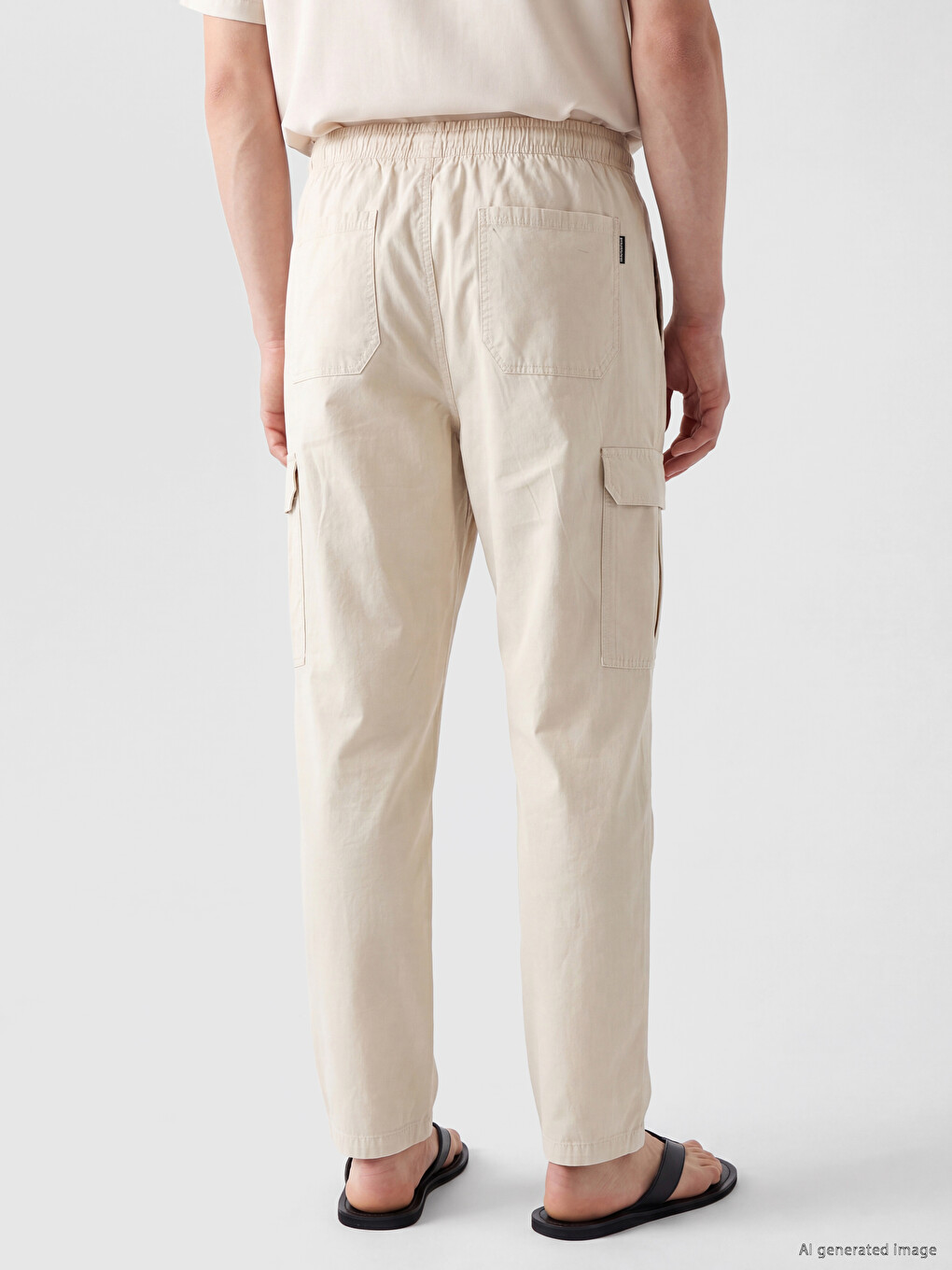 Bej Relax Fit Poplin Erkek Pantolon-3